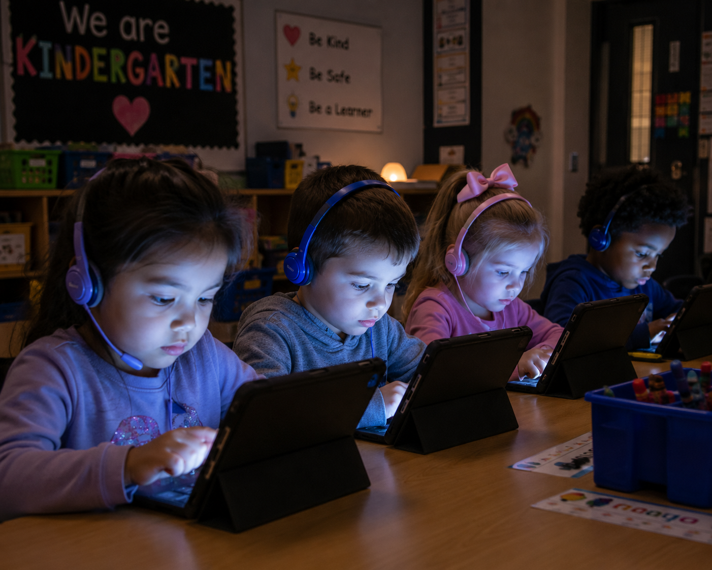 Children watching live classes