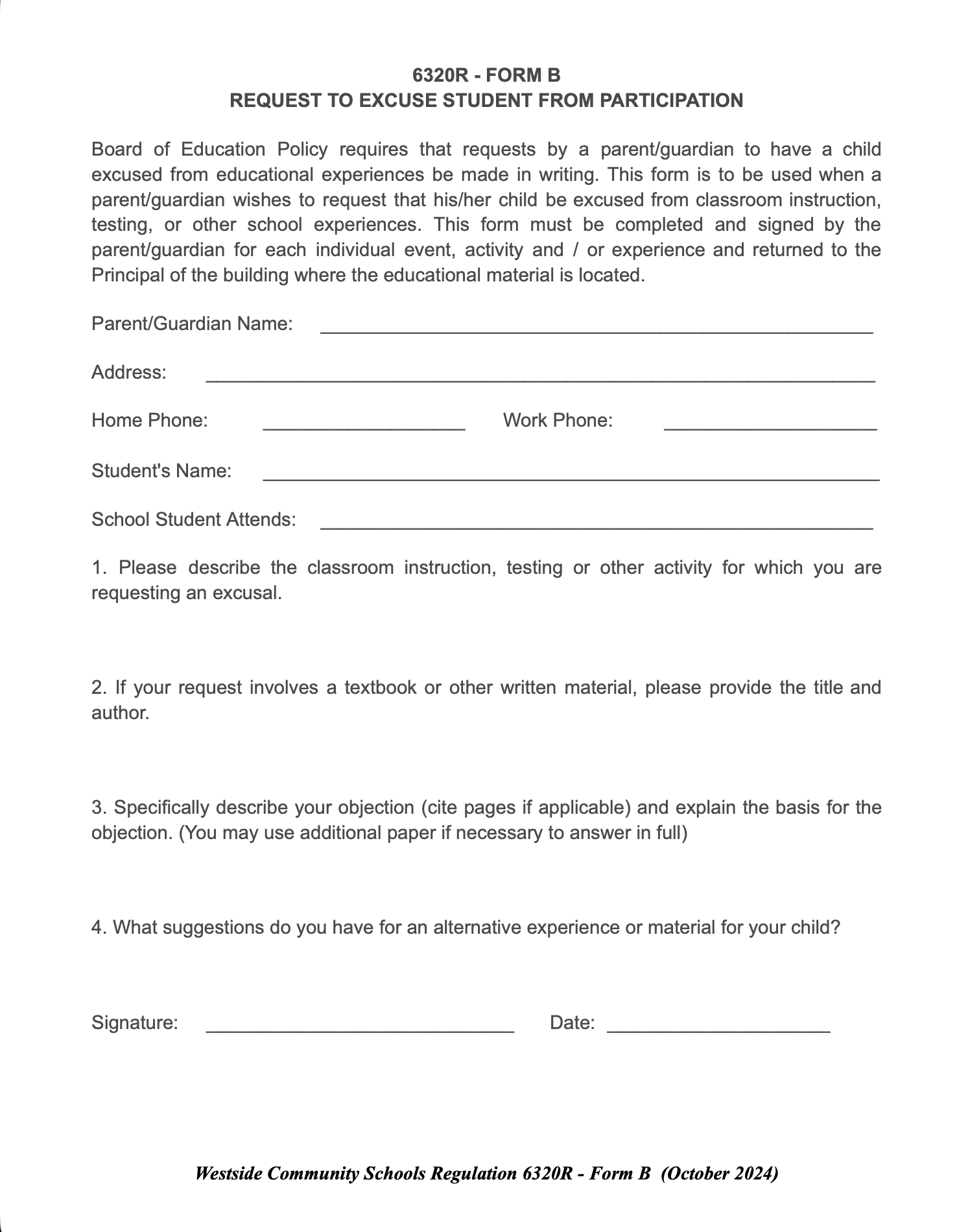 Sample opt-out letter preview